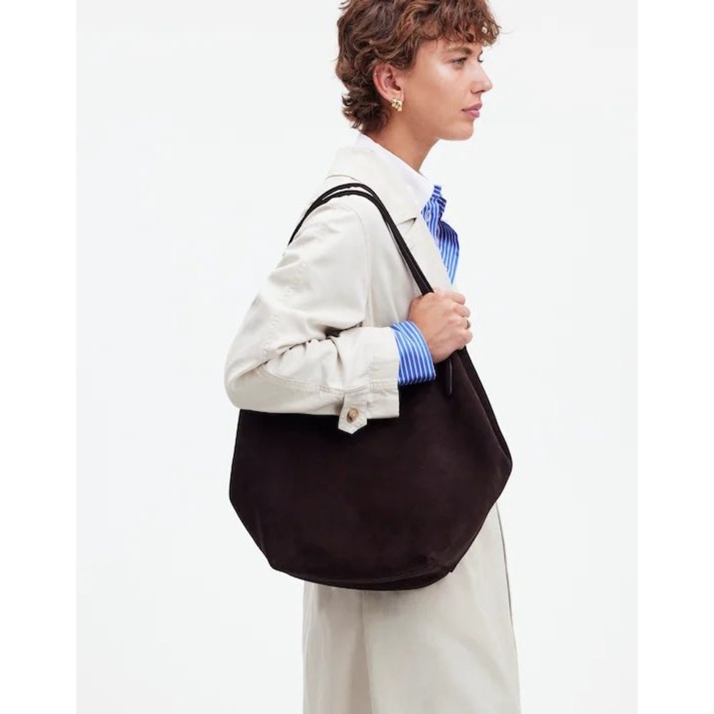 Madewell The Shopper Tote Soft Grain Suede Dark Carob Oversized Shoulder Bag - Picture 4 of 14